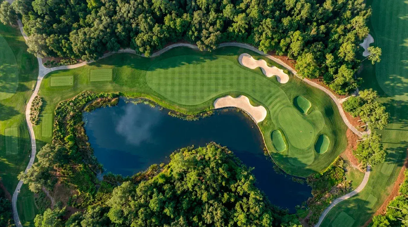 Golf course aerial view used for course fit assessment matching player skills to venue demands
