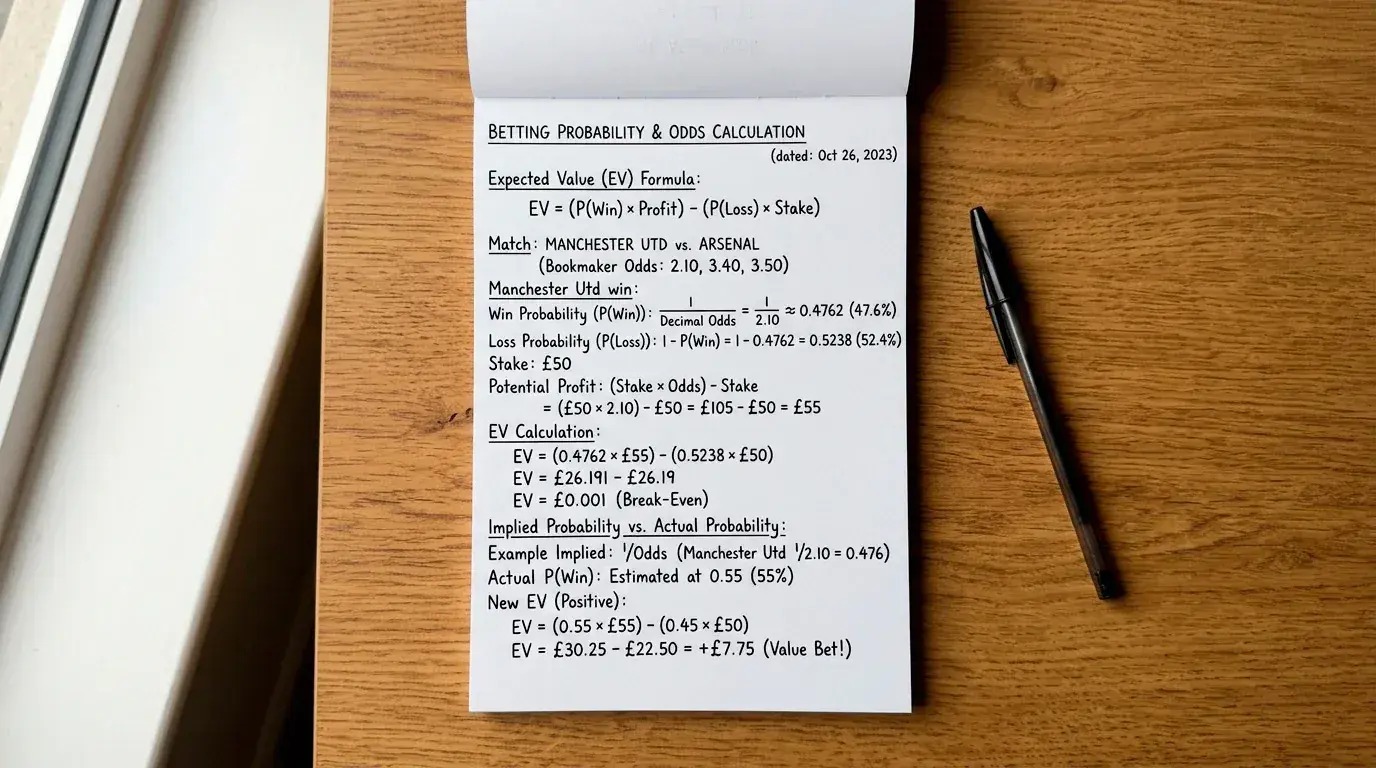 Notepad showing dead-heat settlement formula applied to a golf outright bet