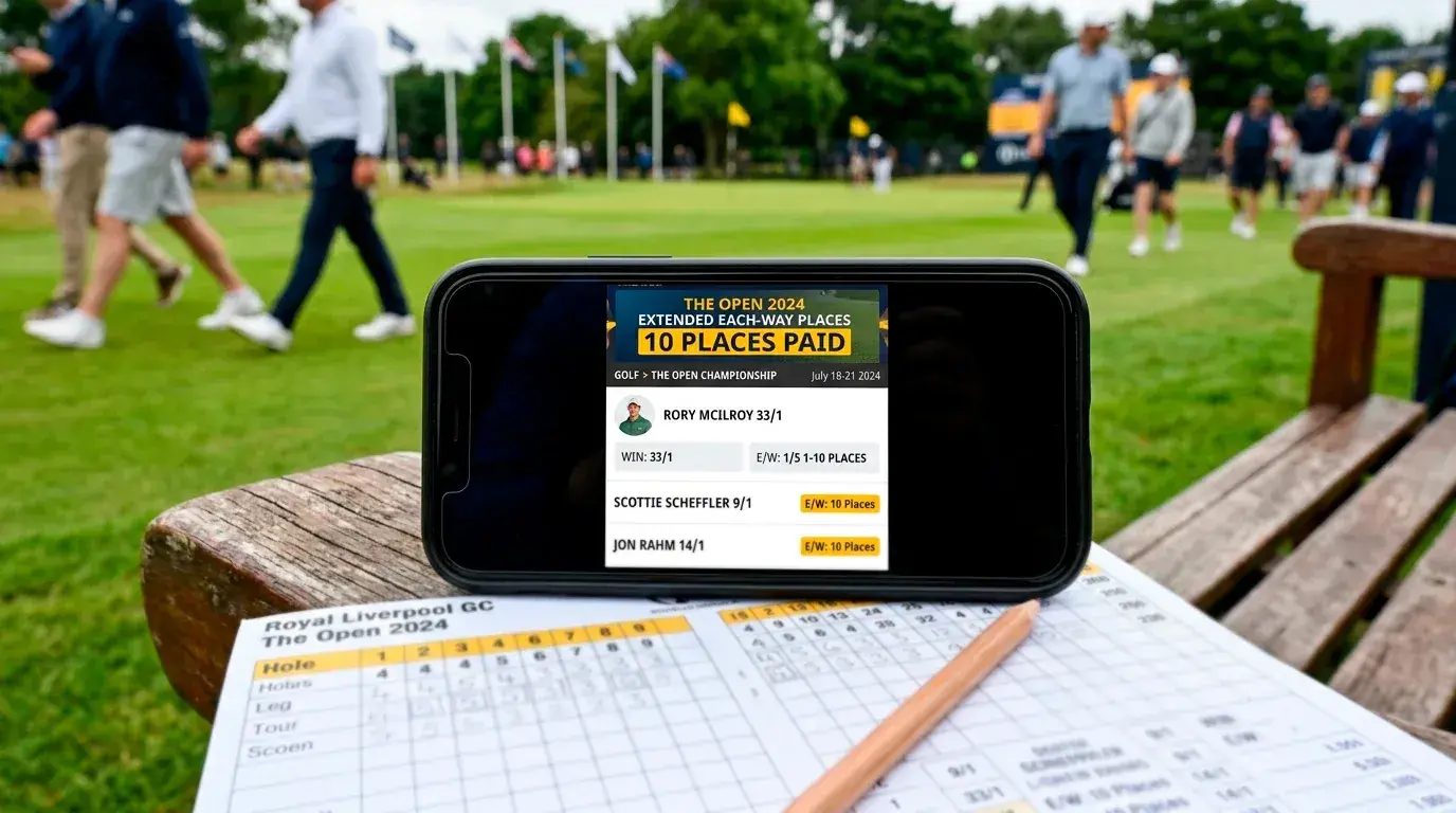 Extra each-way places promotion for a golf major showing extended place terms