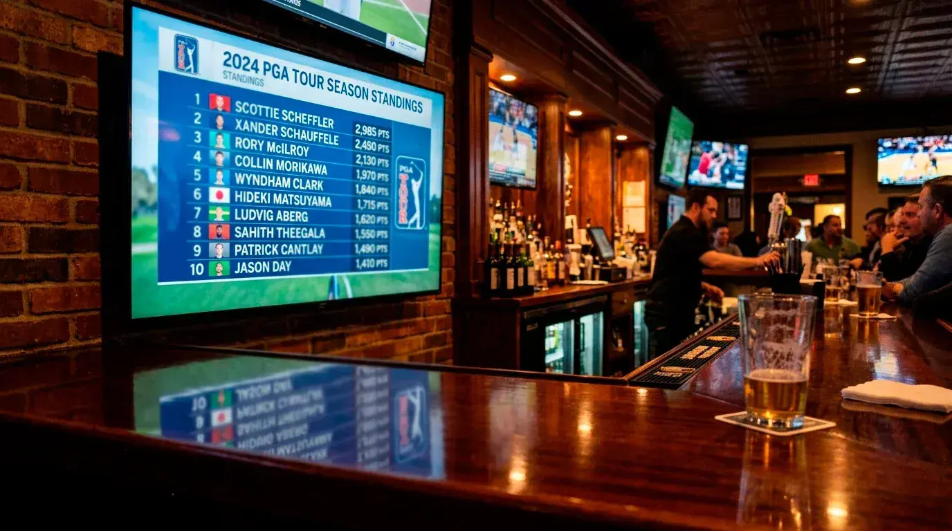 FedExCup season standings display showing top players and accumulated points