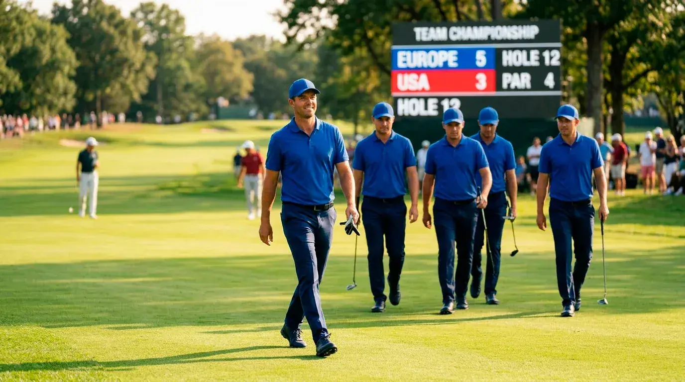 LIV Golf team uniforms and branding at a tournament event