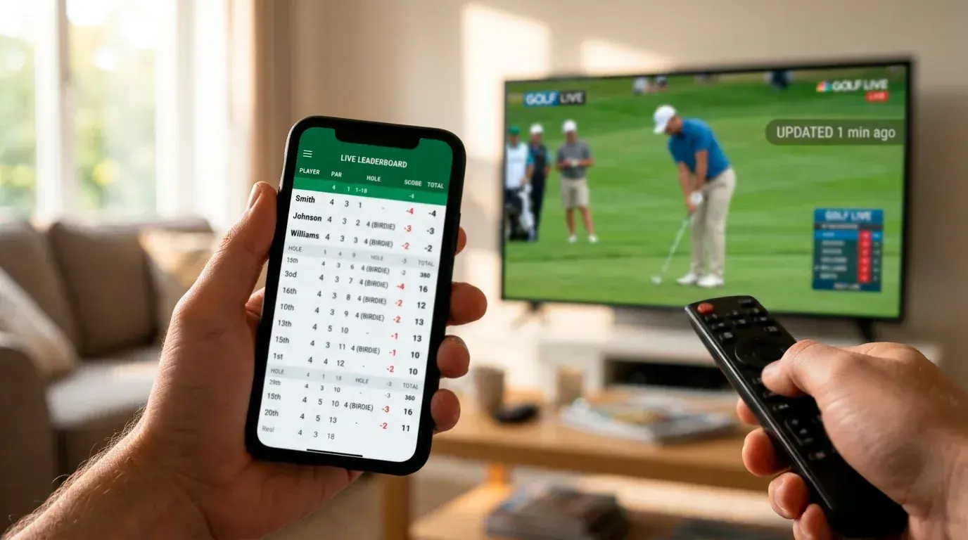 Live golf scoring data feed on a mobile device used for per-hole bet settlement
