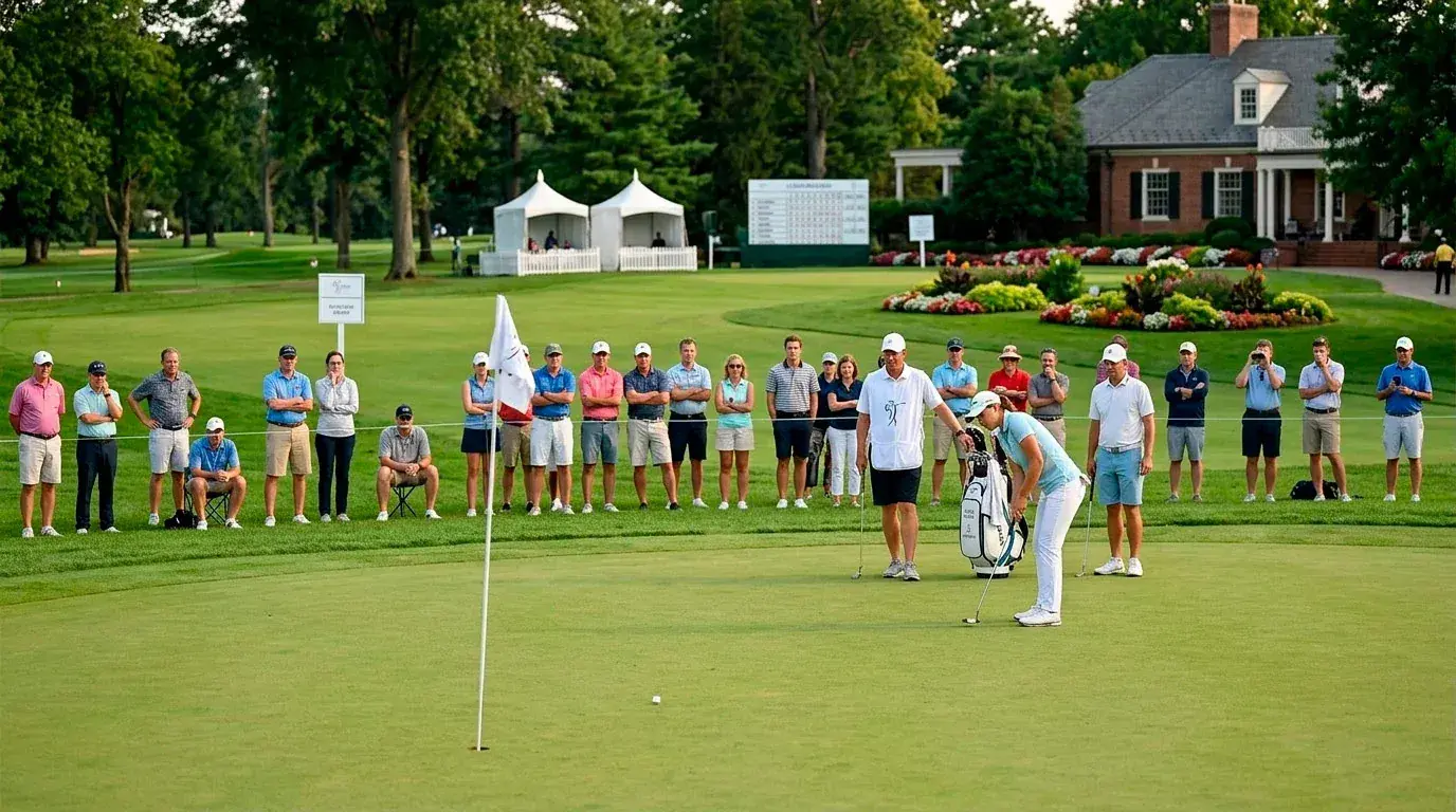 Quiet LPGA Tour regular season event with a small gallery watching on a parkland course