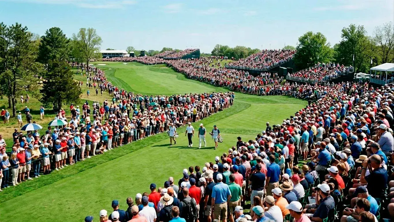 Crowded gallery at a major championship reflecting strong betting interest