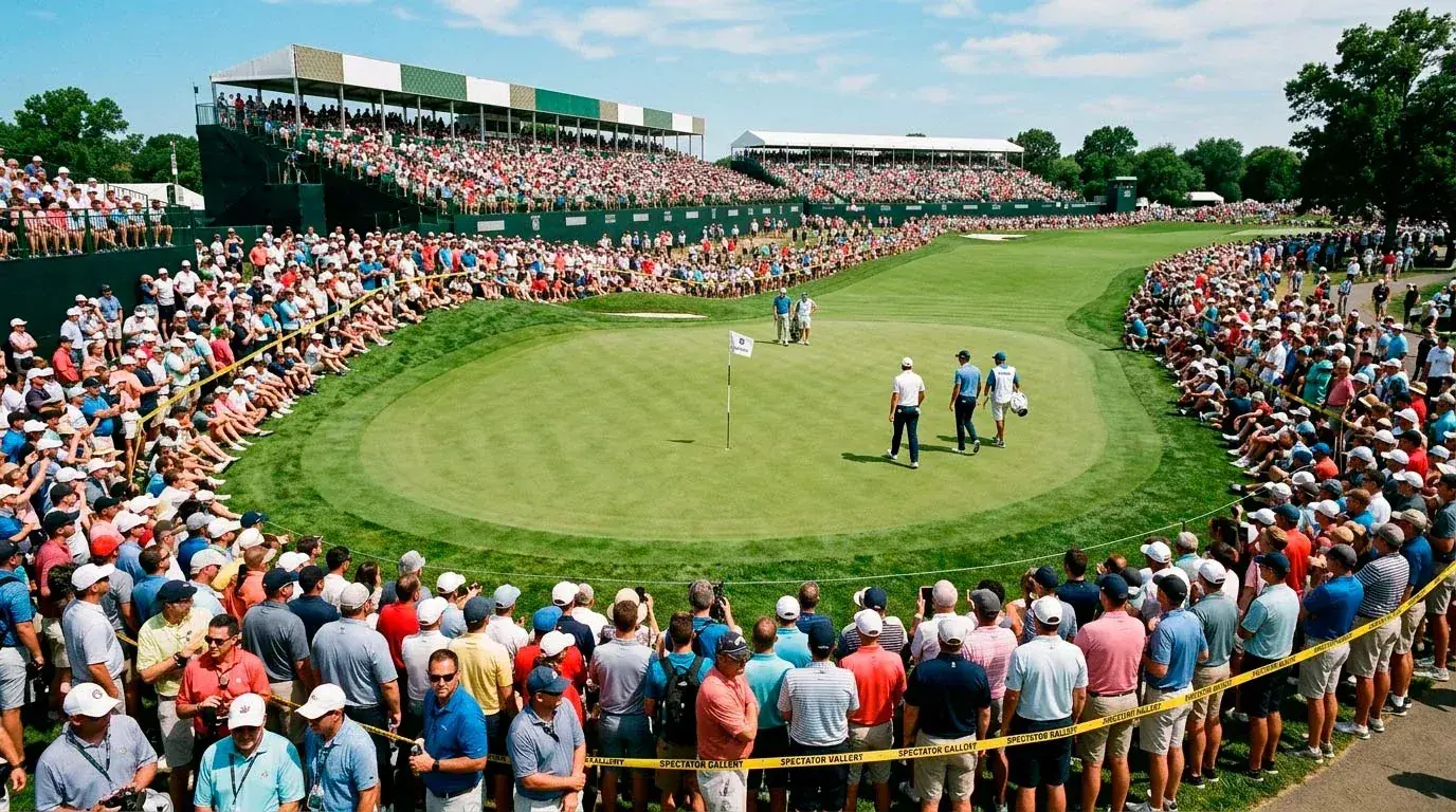 Major championship gallery surrounding a green where extended each-way place terms apply