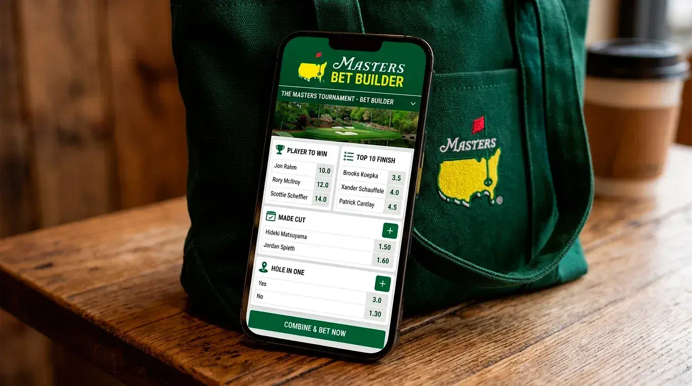 Masters Tournament bet builder feature highlighted on a sportsbook app during April