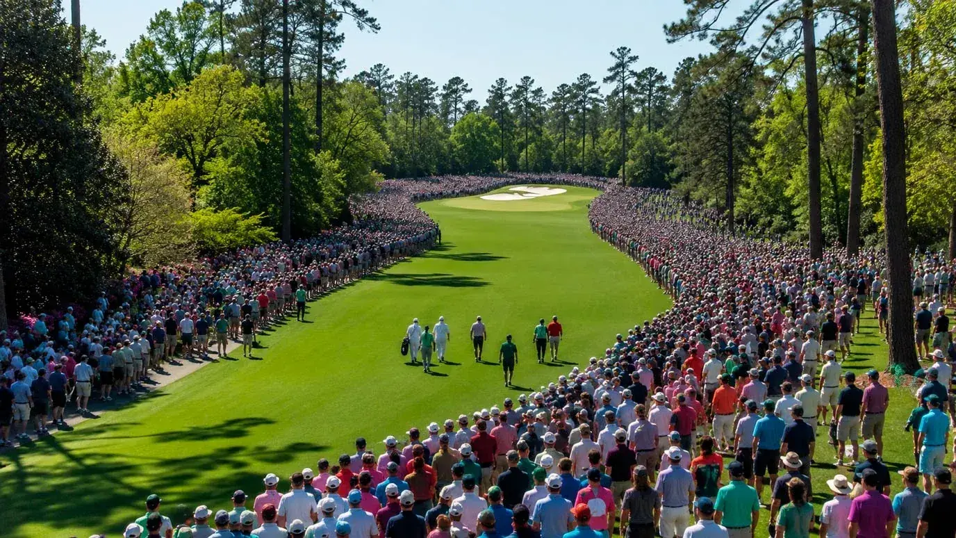 Massive gallery following the lead group on Sunday at the Masters tournament