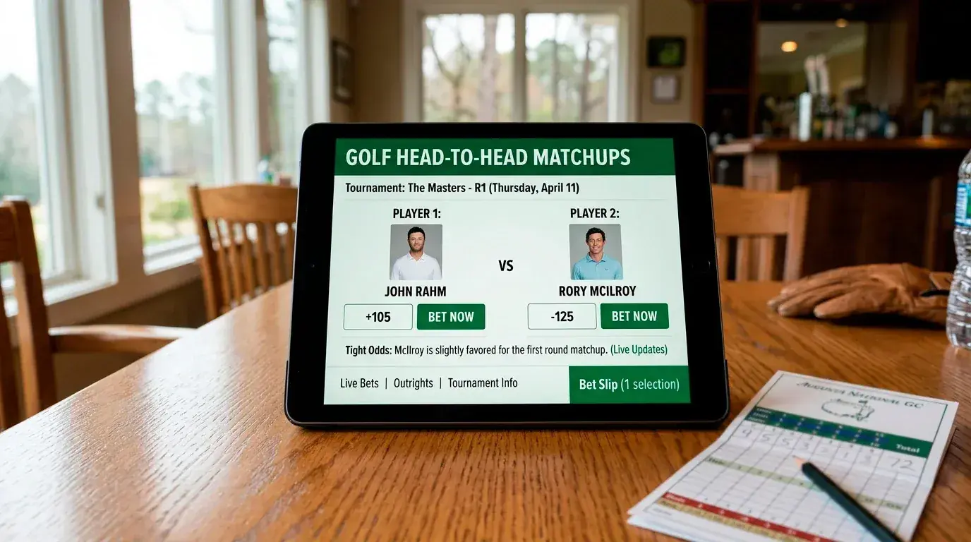 Golf matchup betting market with a tighter overround compared to outright markets