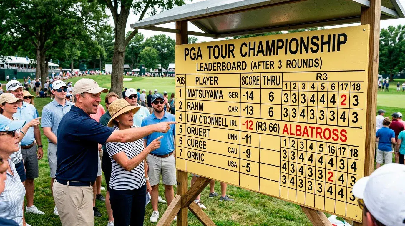 Golf scoreboard highlighting rare scoring events relevant to novelty betting markets
