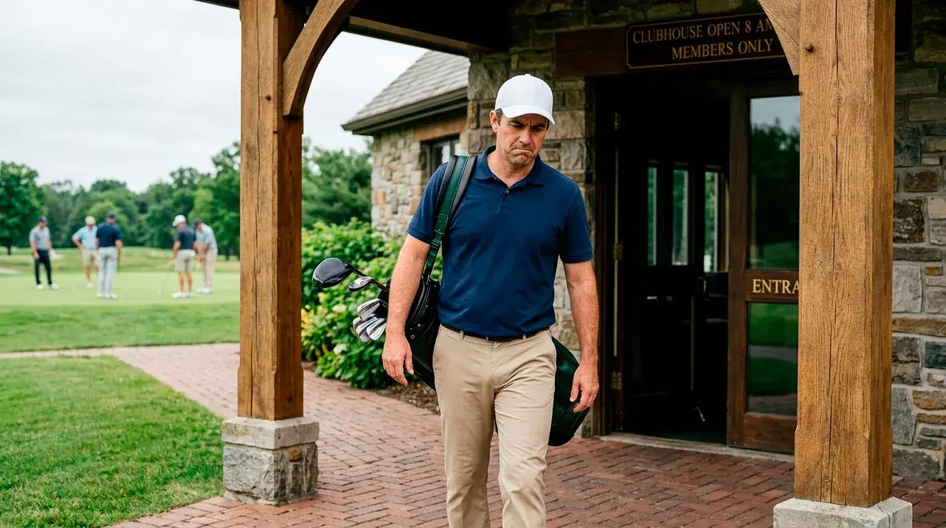 Golfer walking off the course after withdrawal that would void a multi-leg bet builder