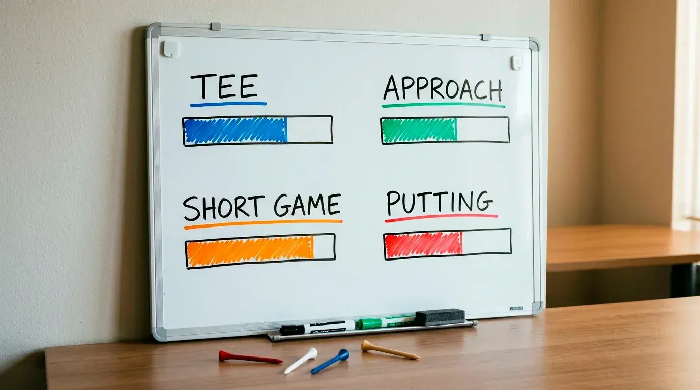 Strokes Gained categories broken down showing off-the-tee, approach, around-the-green and putting metrics