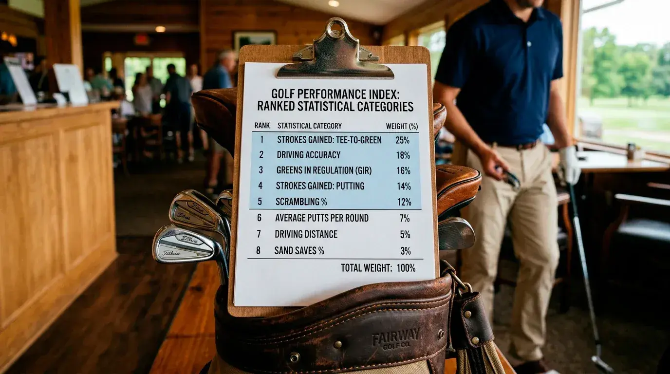 Ranked list of Strokes Gained categories weighted for a specific golf course profile